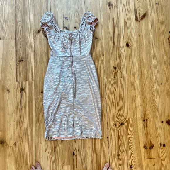 Stop Staring rose gold Silver lurex wiggle cocktail Dress medium - Picture 4 of 5